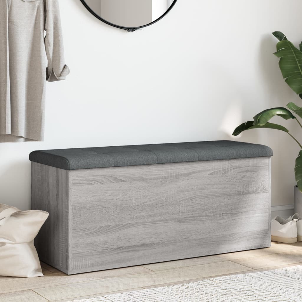 opbevaringsbænk 102x42x45 cm konstrueret træ grå sonoma-eg