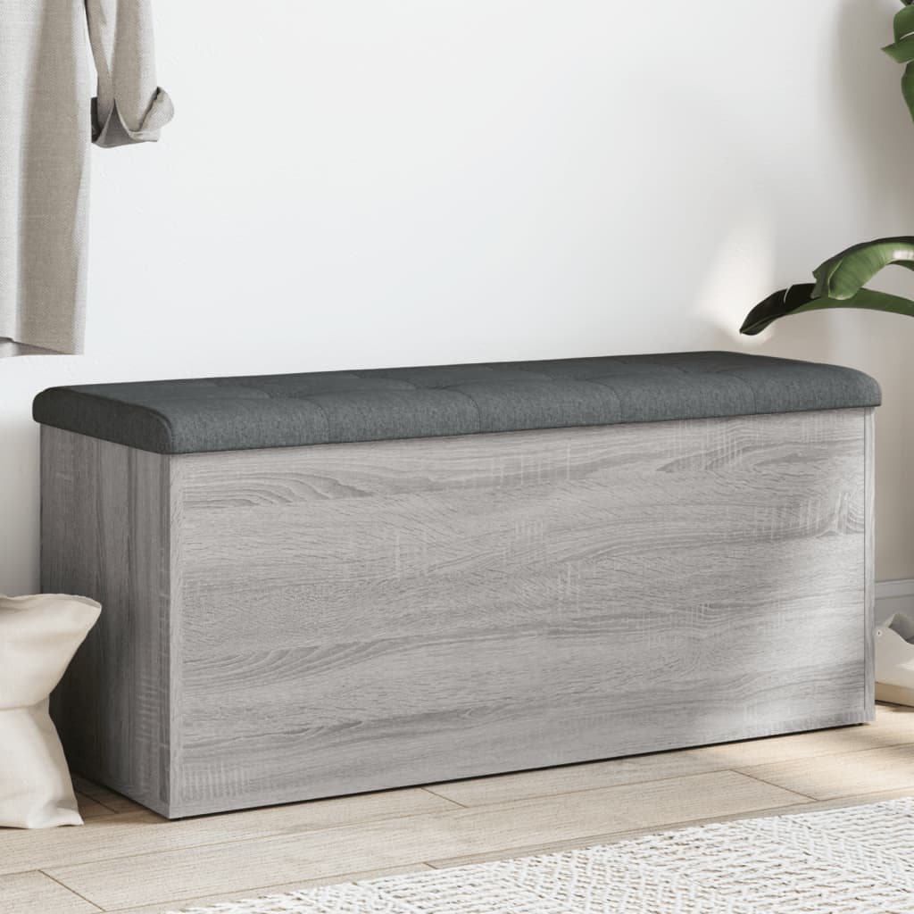 opbevaringsbænk 102x42x45 cm konstrueret træ grå sonoma-eg