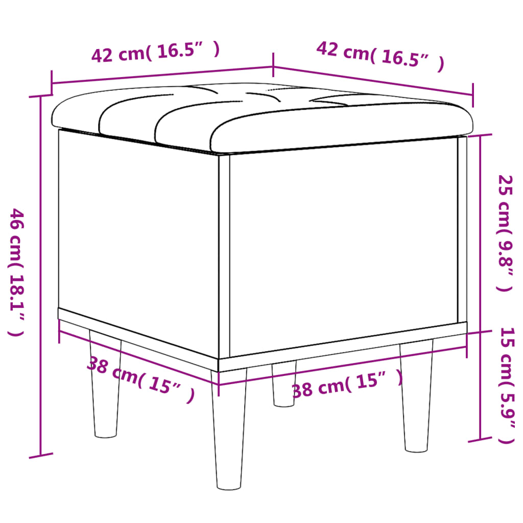 opbevaringsbænk 42x42x46 cm konstrueret træ sort