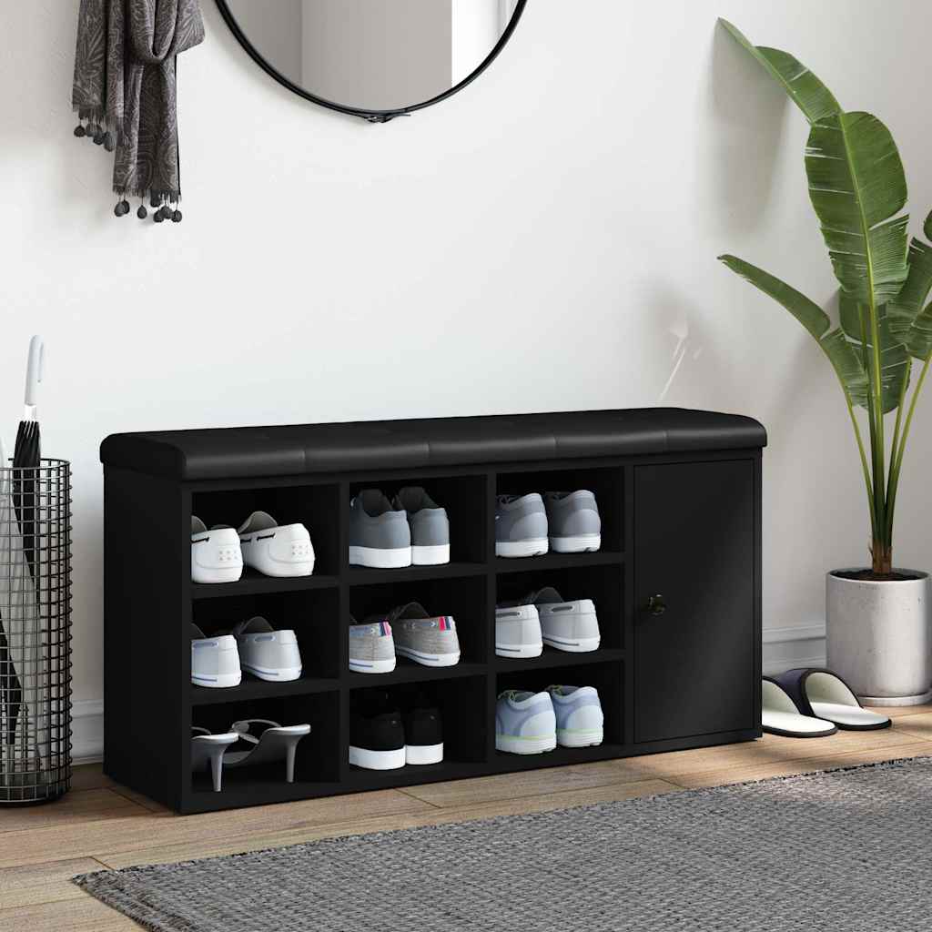 skobænk 102x32x50 cm konstrueret træ sort