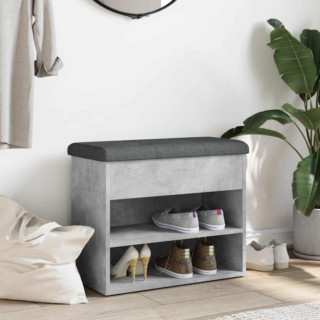 skobænk 62x32x50 cm konstrueret træ betongrå