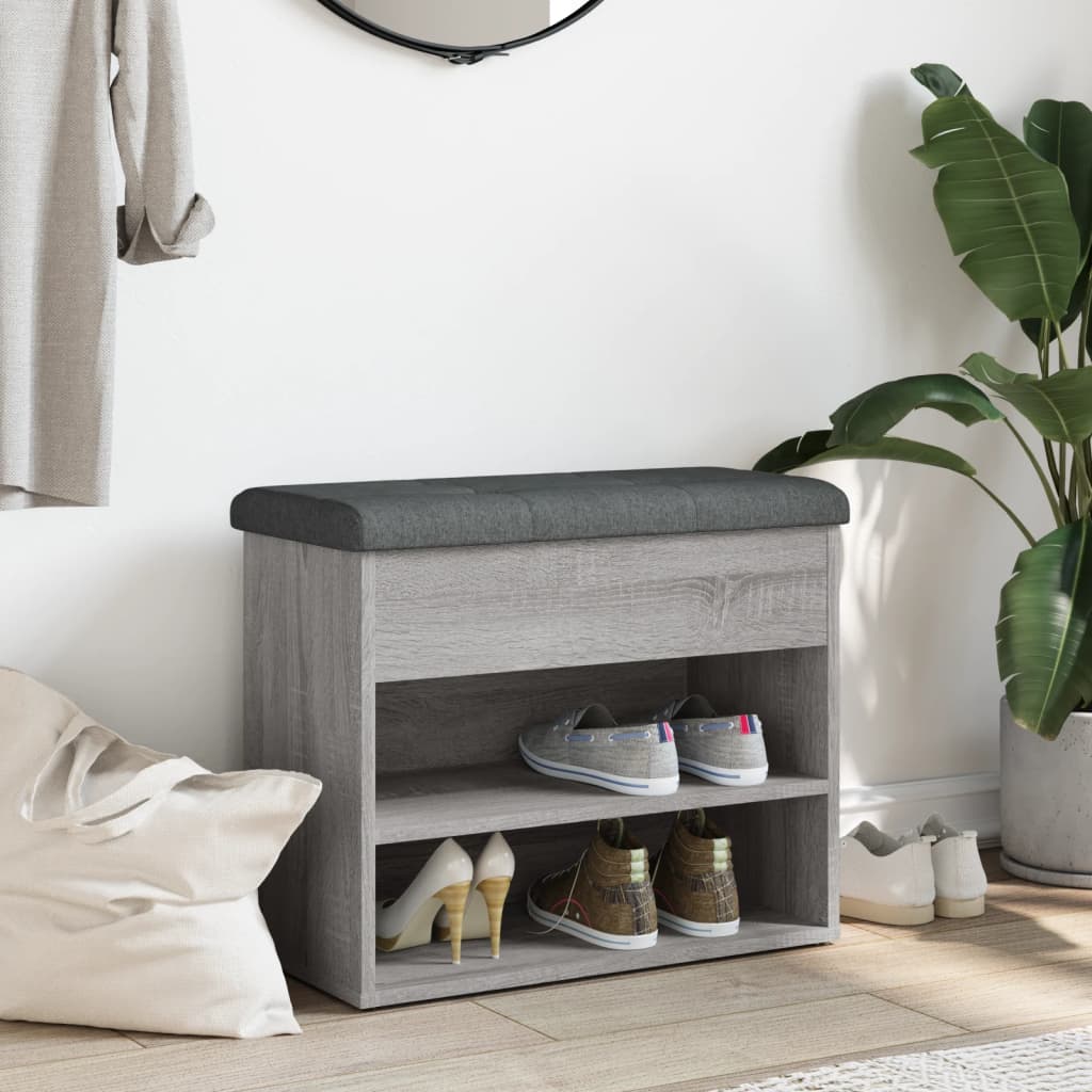 skobænk 62x32x50 cm konstrueret træ grå sonoma-eg