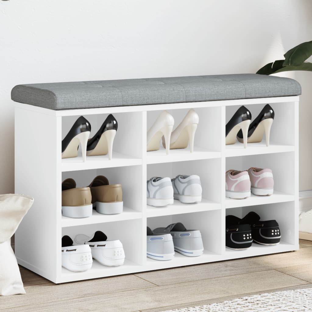 skobænk hvid 82x32x50 cm konstrueret træ
