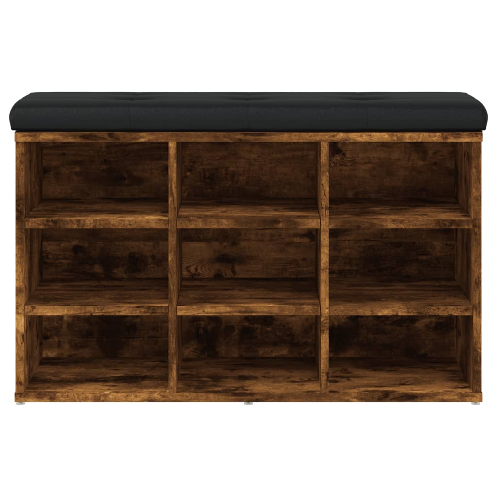 skobænk 82x32x50 cm konstrueret træ røget egetræsfarve