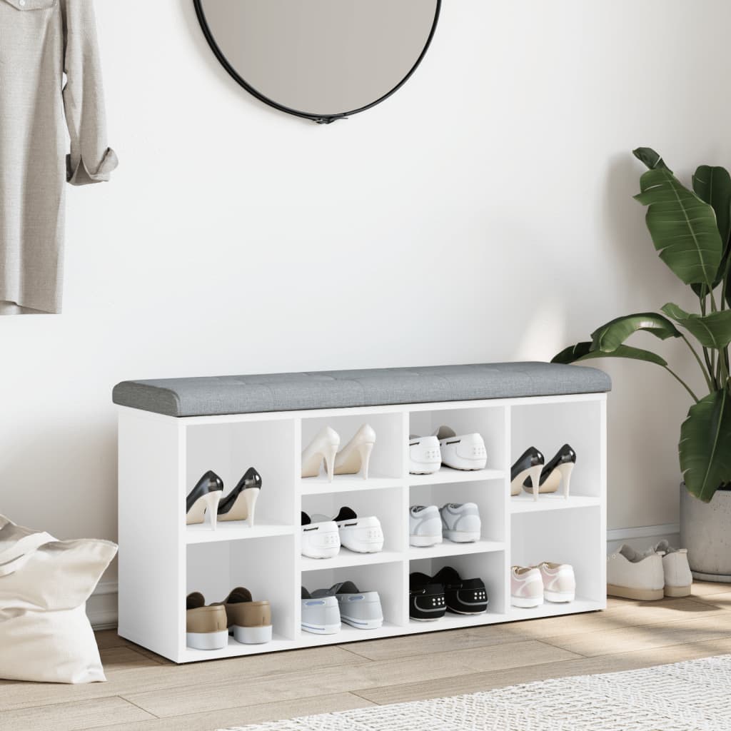skobænk hvid 102x32x50 cm konstrueret træ