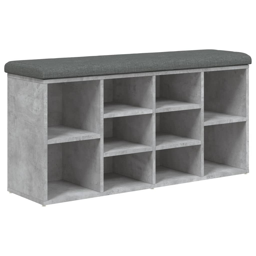 skobænk 102x32x50 cm konstrueret træ betongrå