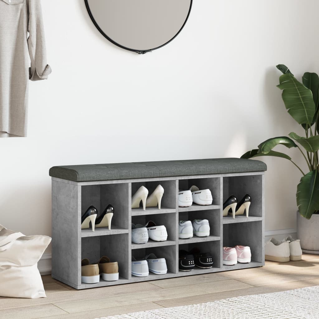 skobænk 102x32x50 cm konstrueret træ betongrå