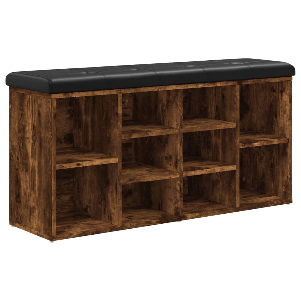 skobænk 102x32x50 cm konstrueret træ røget egetræsfarve