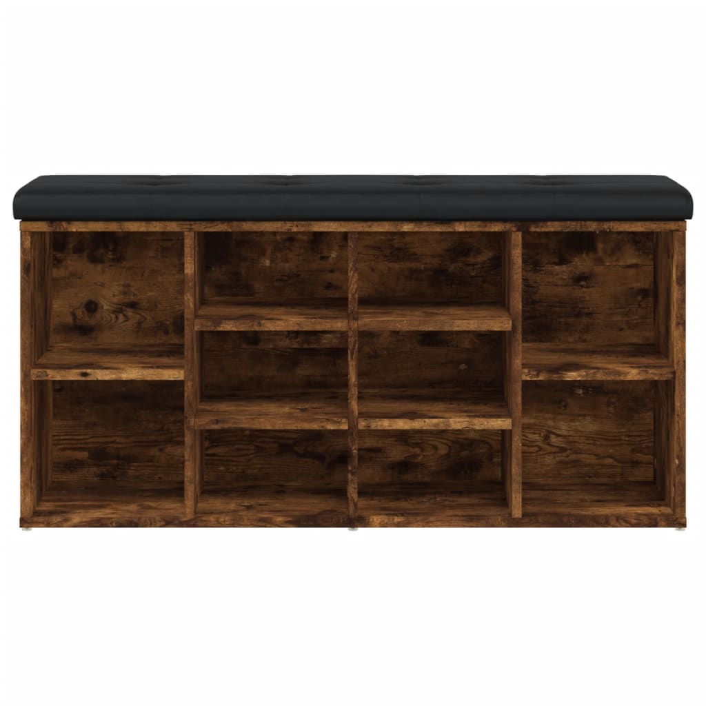 skobænk 102x32x50 cm konstrueret træ røget egetræsfarve