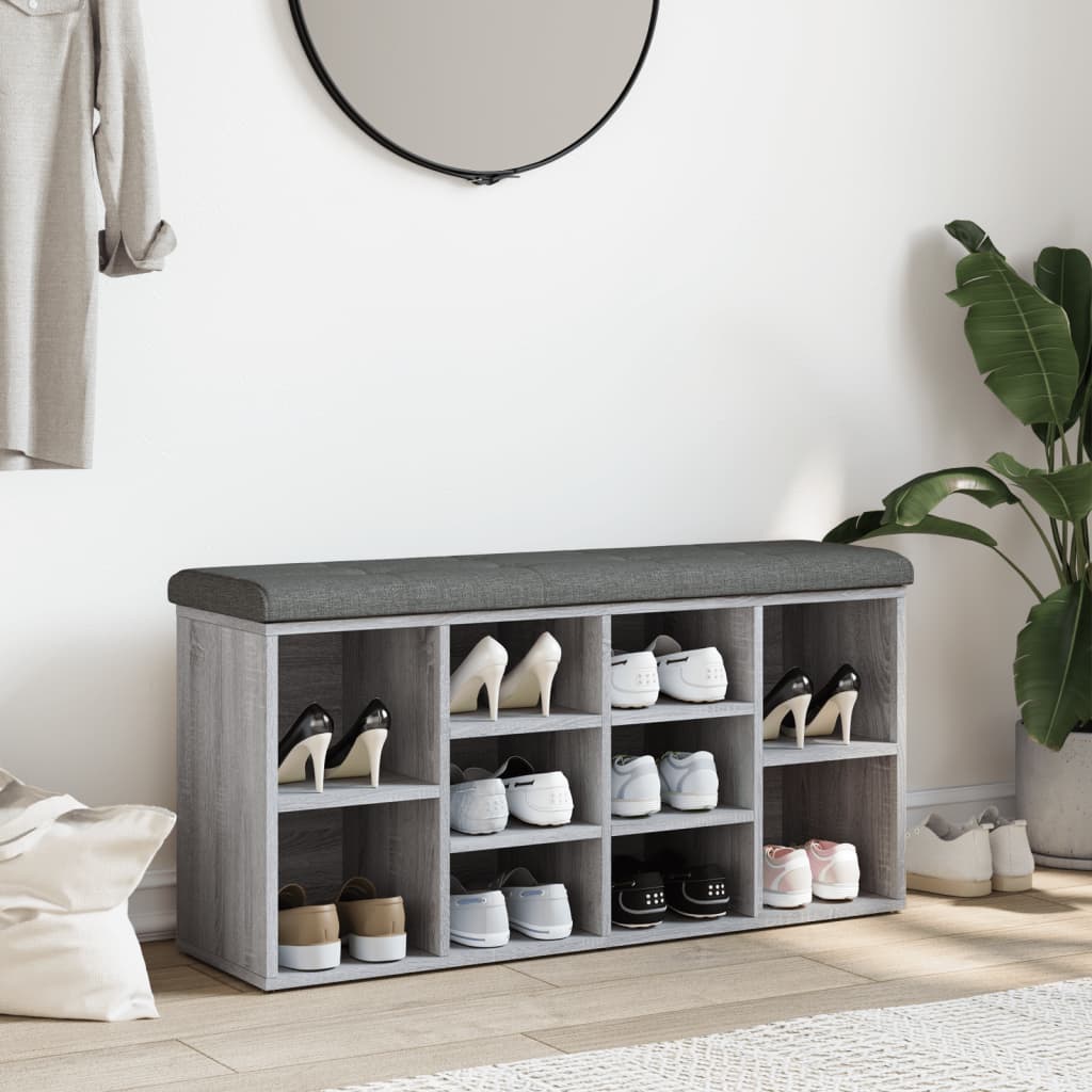 skobænk 102x32x50 cm konstrueret træ grå sonoma-eg