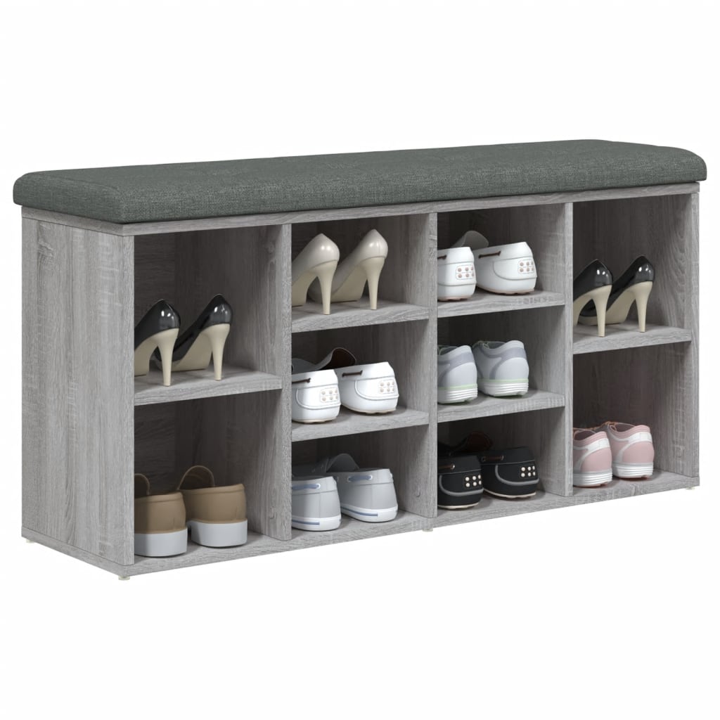skobænk 102x32x50 cm konstrueret træ grå sonoma-eg