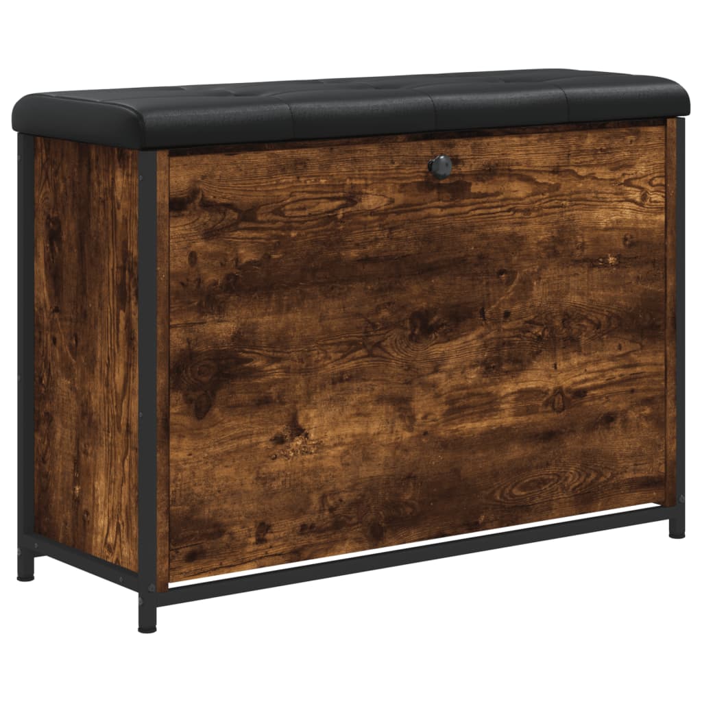 skobænk med vippeskuffe 82x32x56 cm røget egetræsfarve