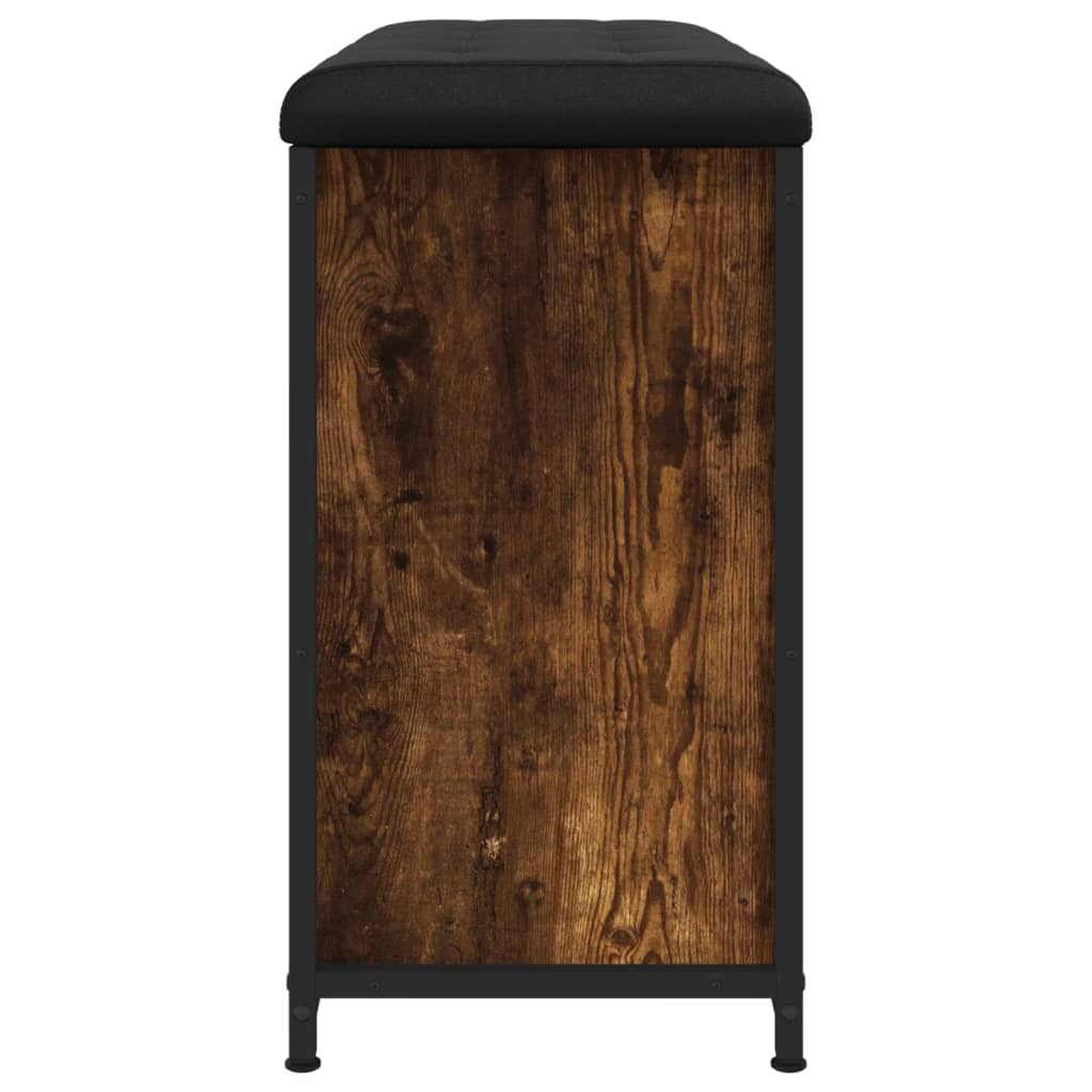 skobænk med vippeskuffe 82x32x56 cm røget egetræsfarve