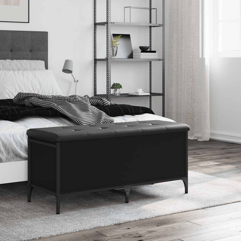 opbevaringsbænk 102x42x45 cm konstrueret træ sort