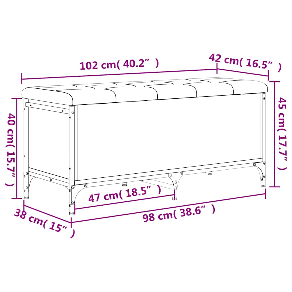 opbevaringsbænk 102x42x45 cm konstrueret træ sort