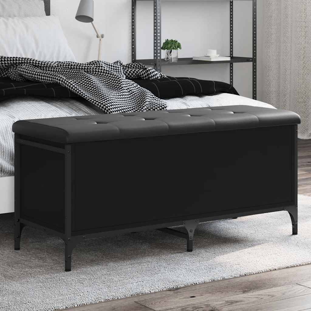 opbevaringsbænk 102x42x45 cm konstrueret træ sort