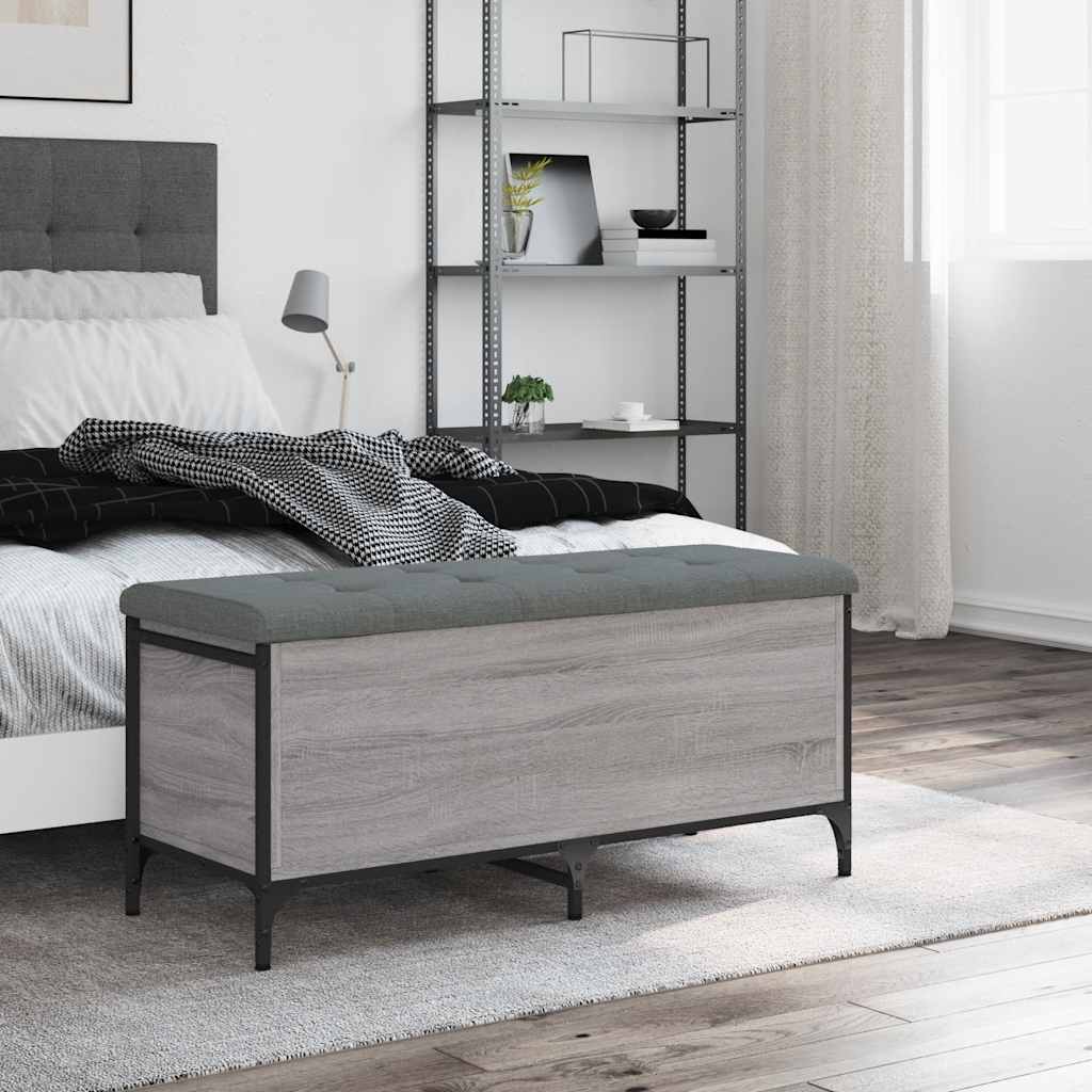 opbevaringsbænk 102x42x45 cm konstrueret træ grå sonoma-eg
