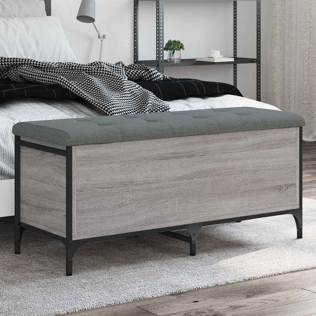 opbevaringsbænk 102x42x45 cm konstrueret træ grå sonoma-eg
