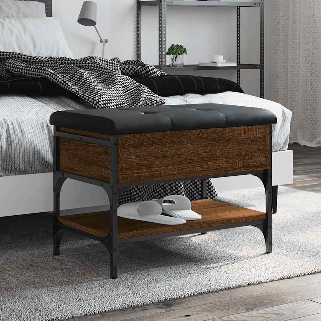 skobænk 62x42x45 cm konstrueret træ brun egetræsfarve