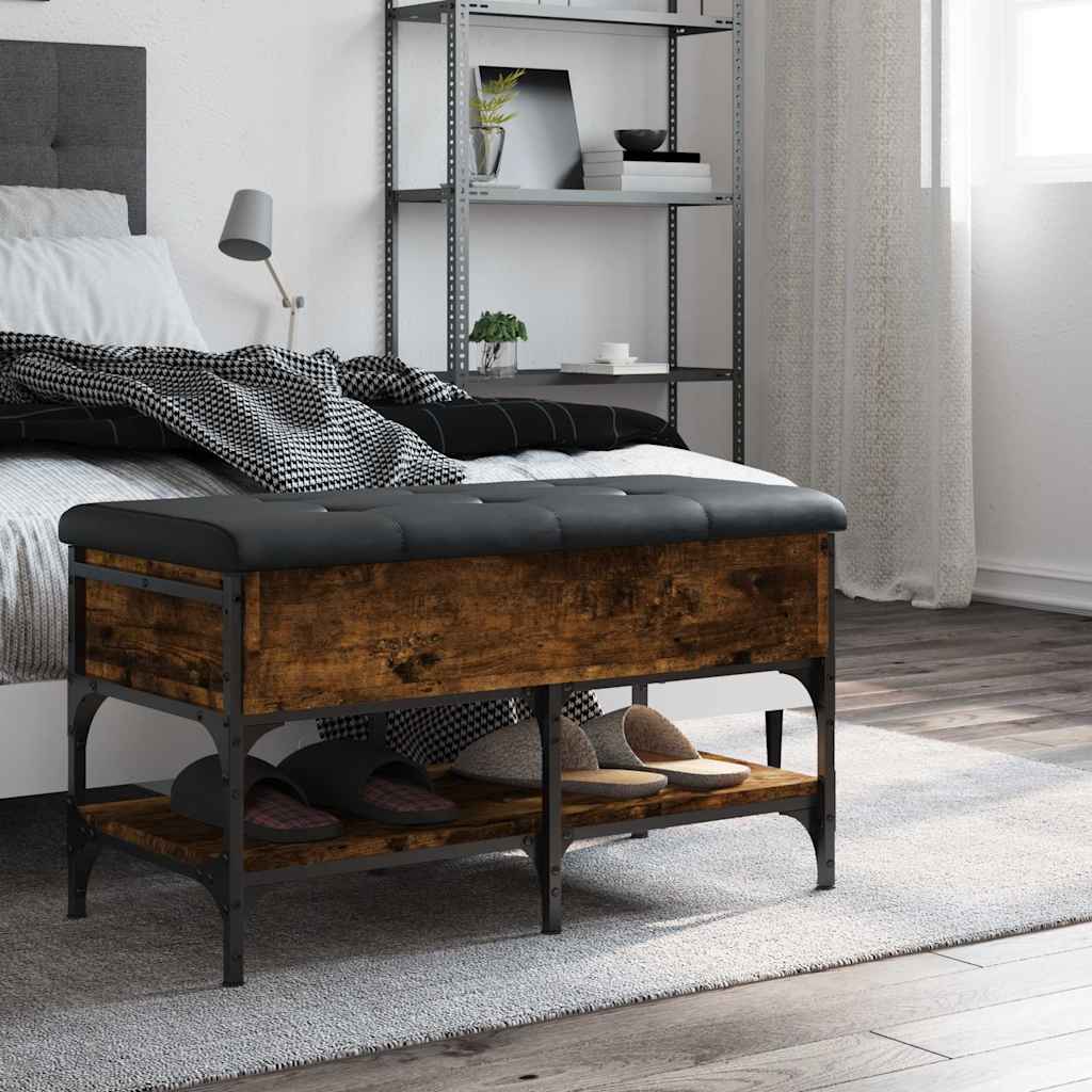 skobænk 82x42x45 cm konstrueret træ røget egetræsfarve