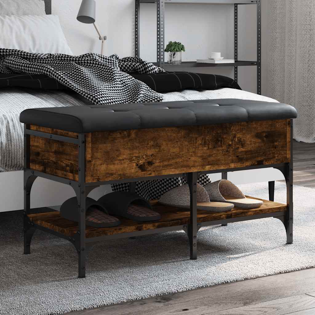 skobænk 82x42x45 cm konstrueret træ røget egetræsfarve