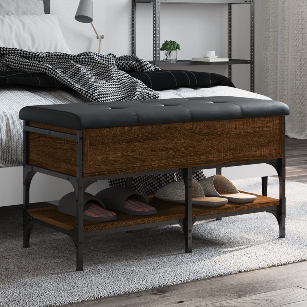 skobænk 82x42x45 cm konstrueret træ brun egetræsfarve