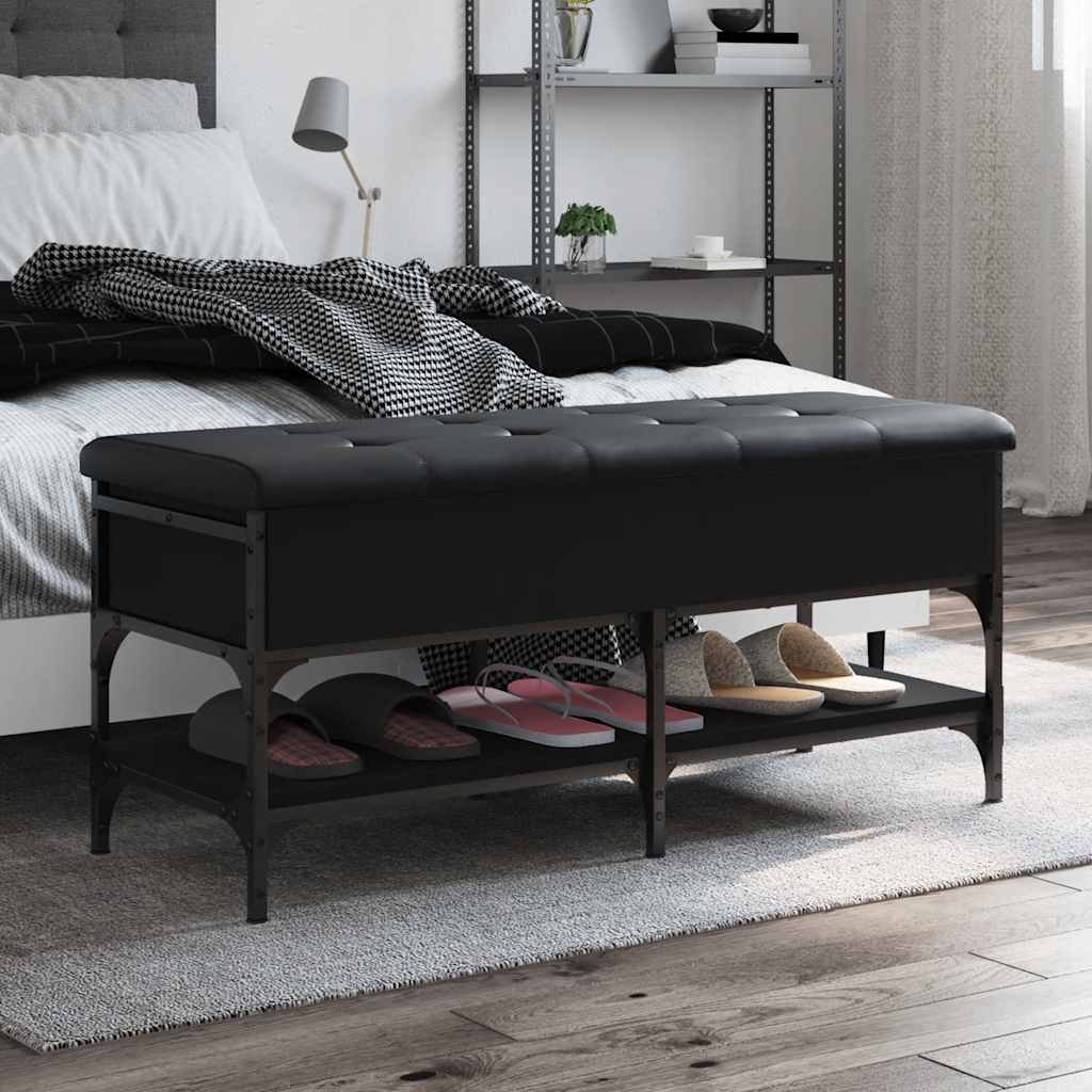 skobænk 102x42x45 cm konstrueret træ sort
