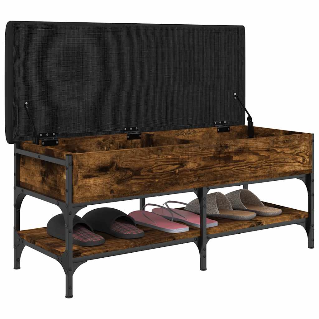 skobænk 102x42x45 cm konstrueret træ røget egetræsfarve