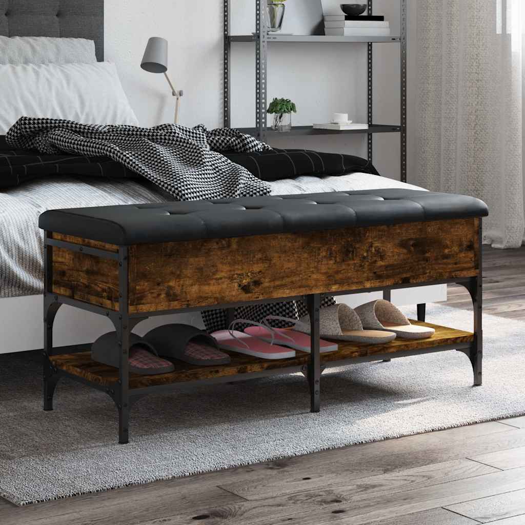 skobænk 102x42x45 cm konstrueret træ røget egetræsfarve