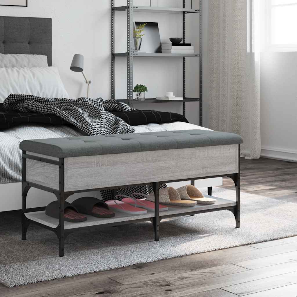 skobænk 102x42x45 cm konstrueret træ grå sonoma-eg