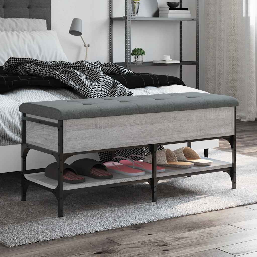 skobænk 102x42x45 cm konstrueret træ grå sonoma-eg