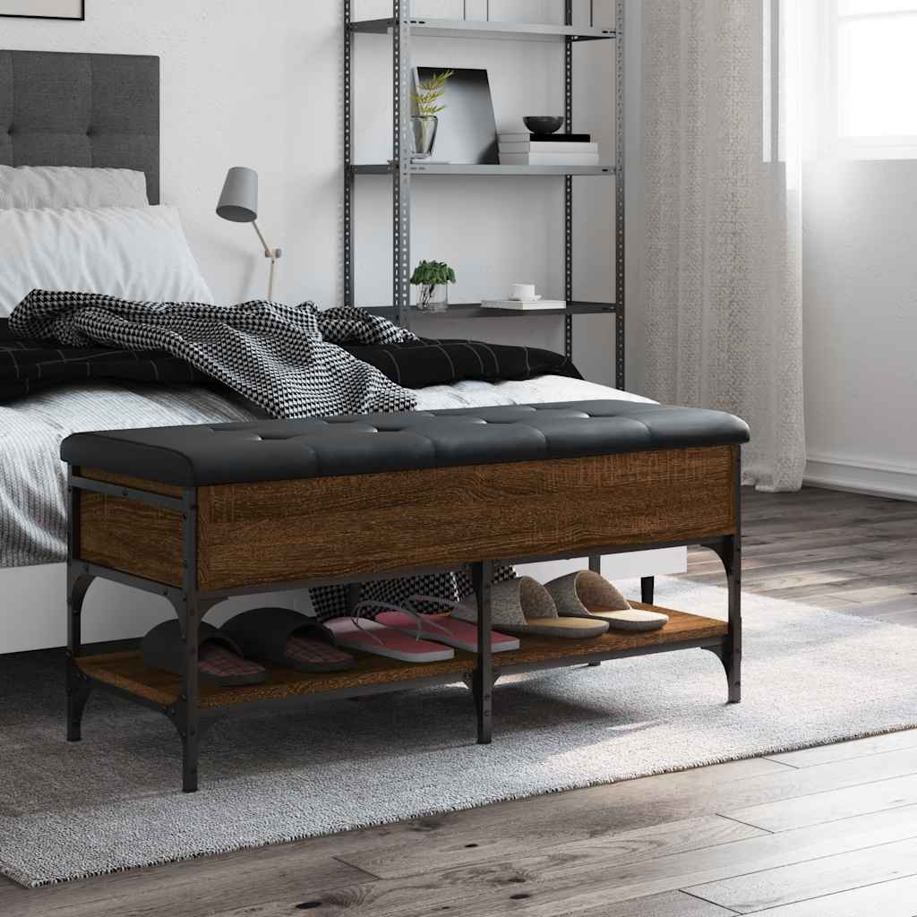 skobænk 102x42x45 cm konstrueret træ brun egetræsfarve