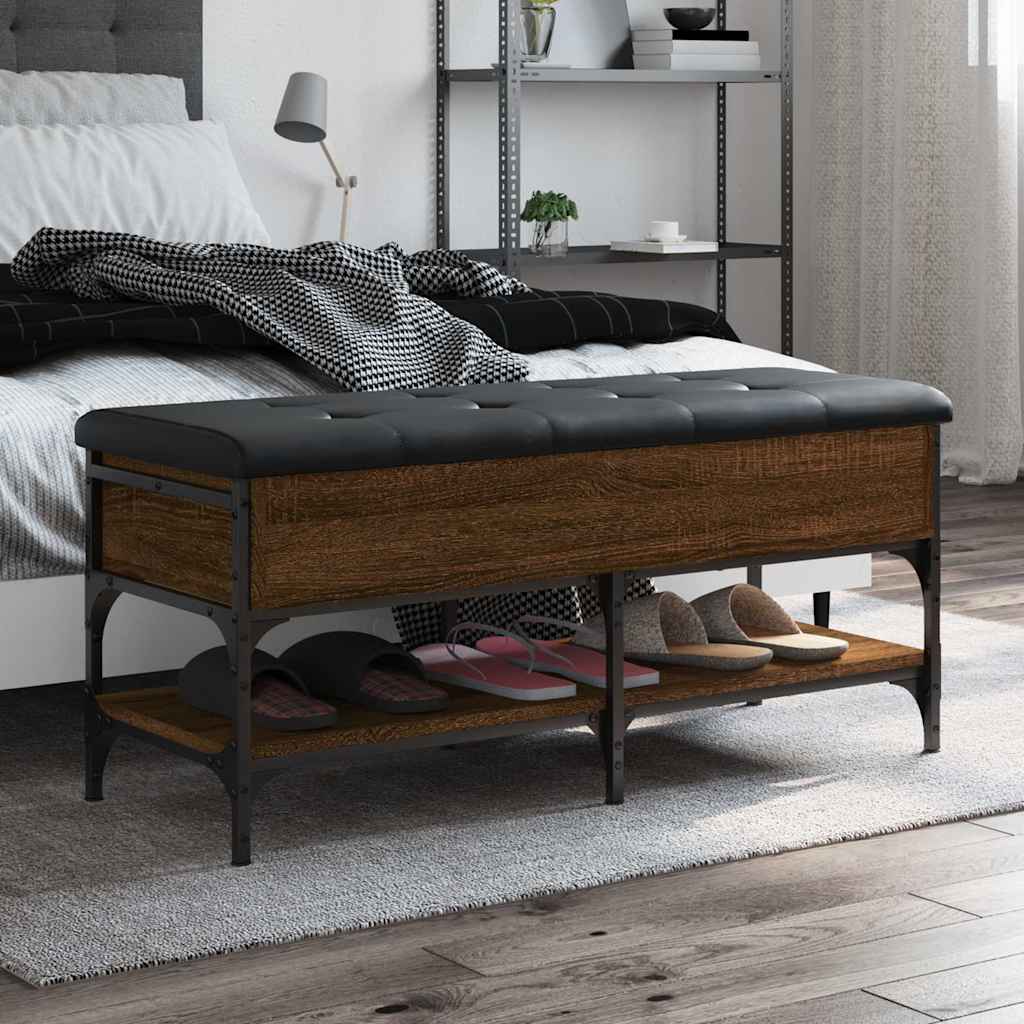 skobænk 102x42x45 cm konstrueret træ brun egetræsfarve