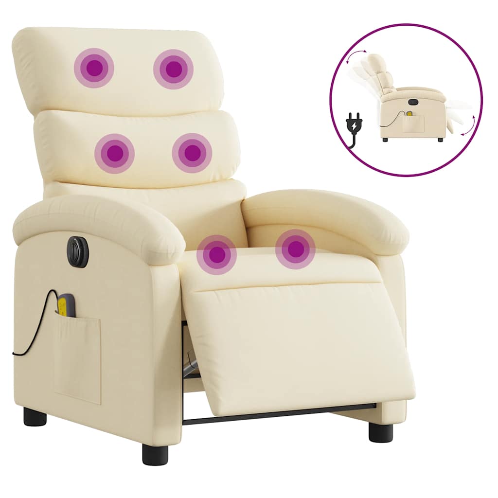 eldrevet massagestol stof cremefarvet