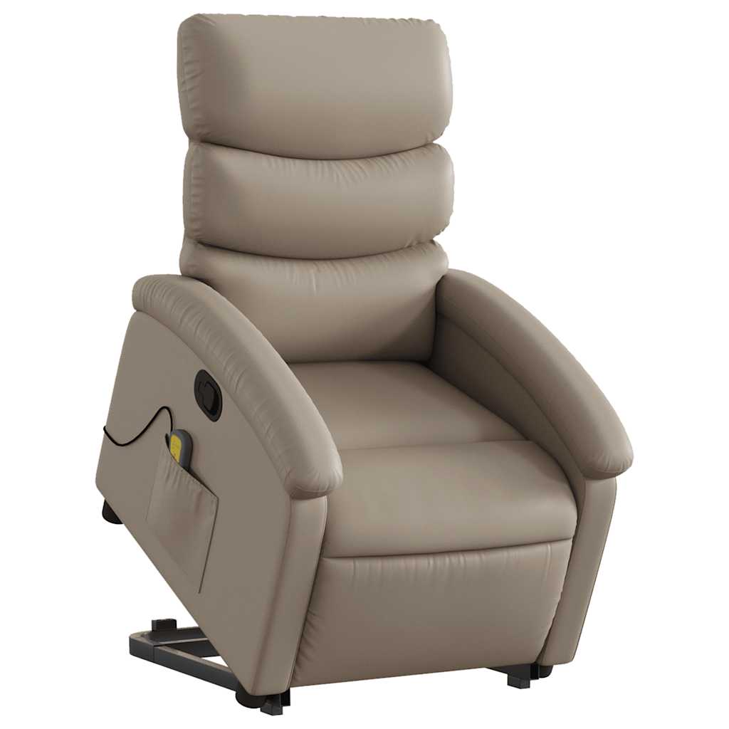 løftestol med massagefunktion kunstlæder cappuccino