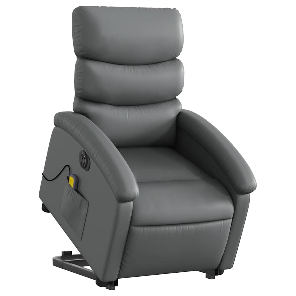 massagestol med løftefunktion kunstlæder grå
