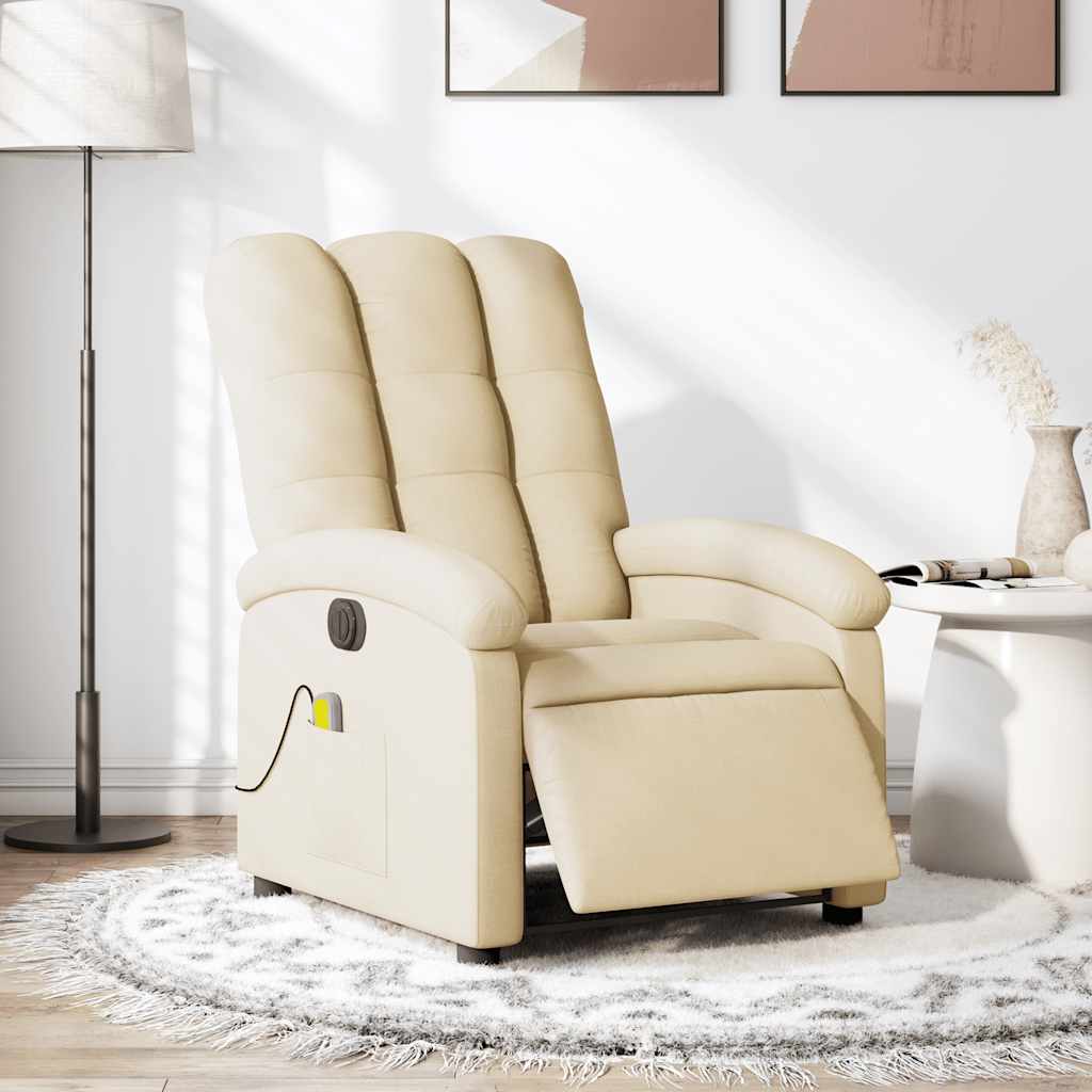 eldrevet massagestol stof cremefarvet