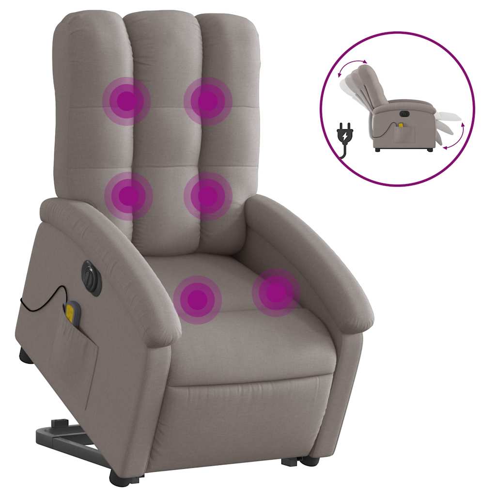 elektrisk massagestol med løftefunktion stof gråbrun