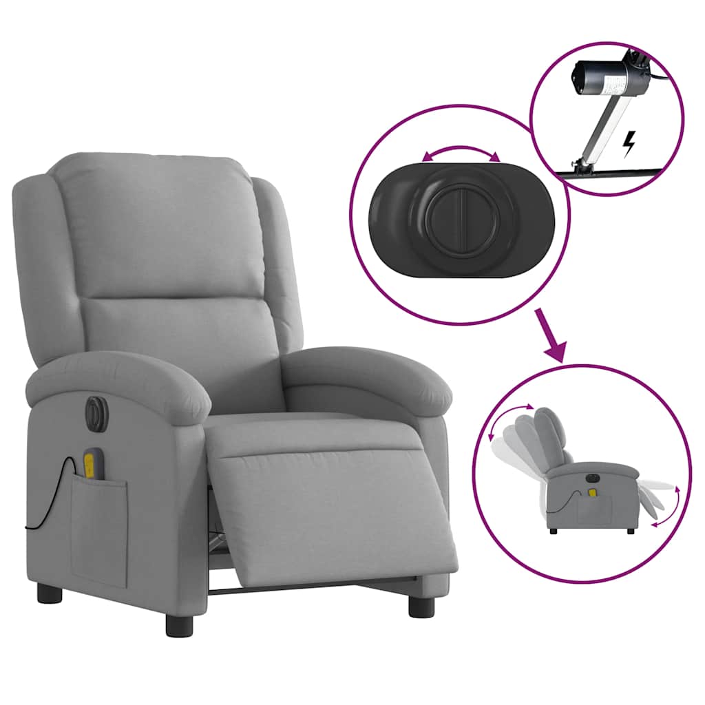 eldrevet massagestol stof lysegrå