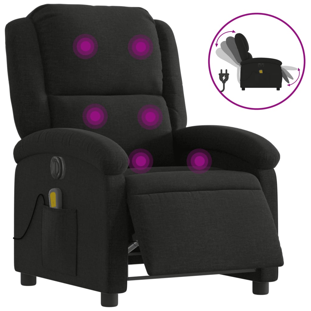 eldrevet massagestol stof sort