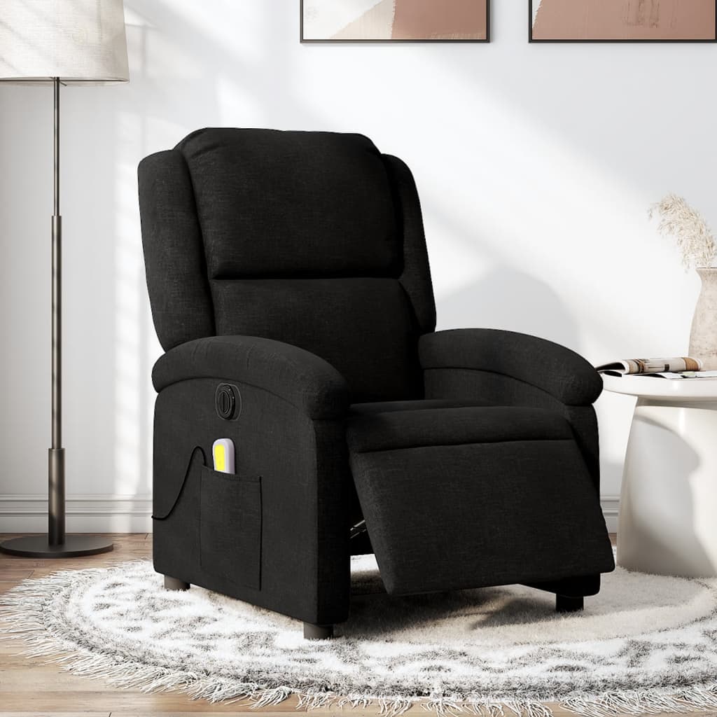 eldrevet massagestol stof sort