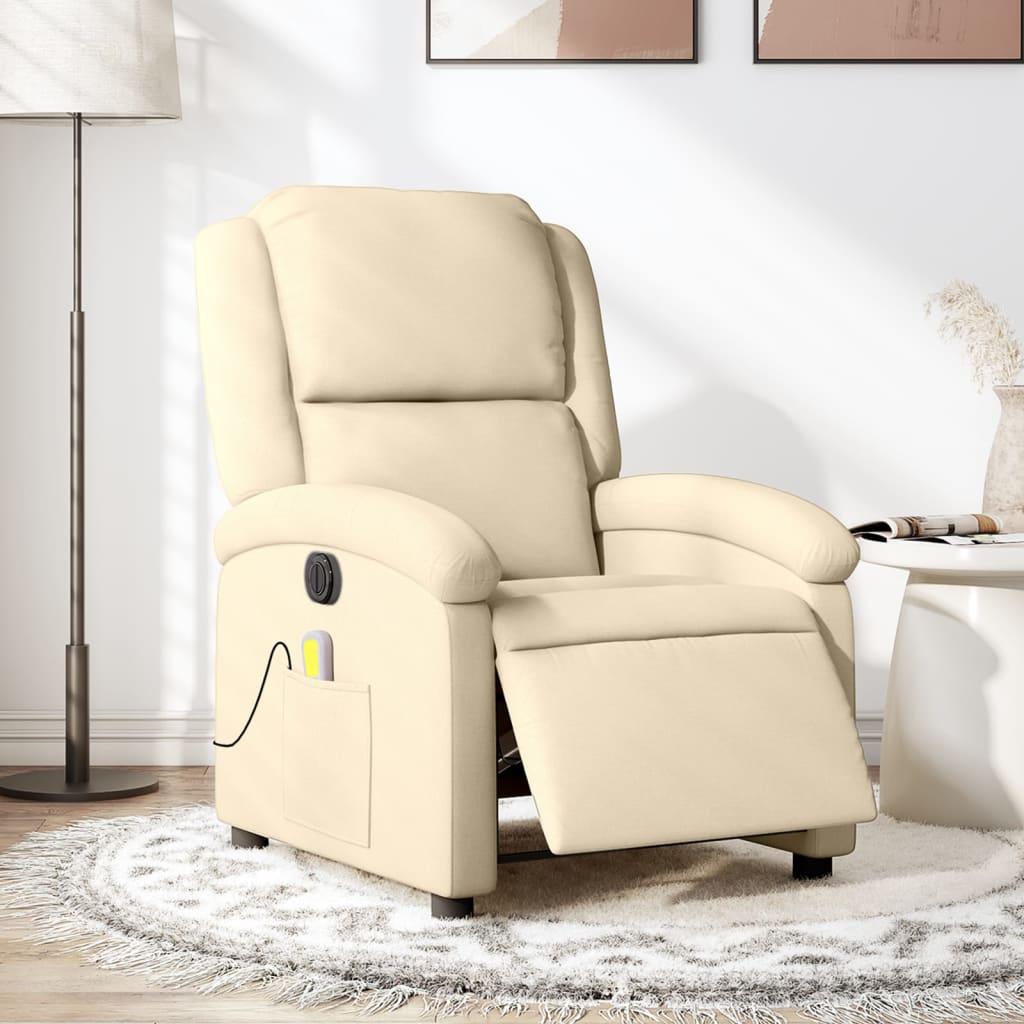 eldrevet massagestol stof cremefarvet