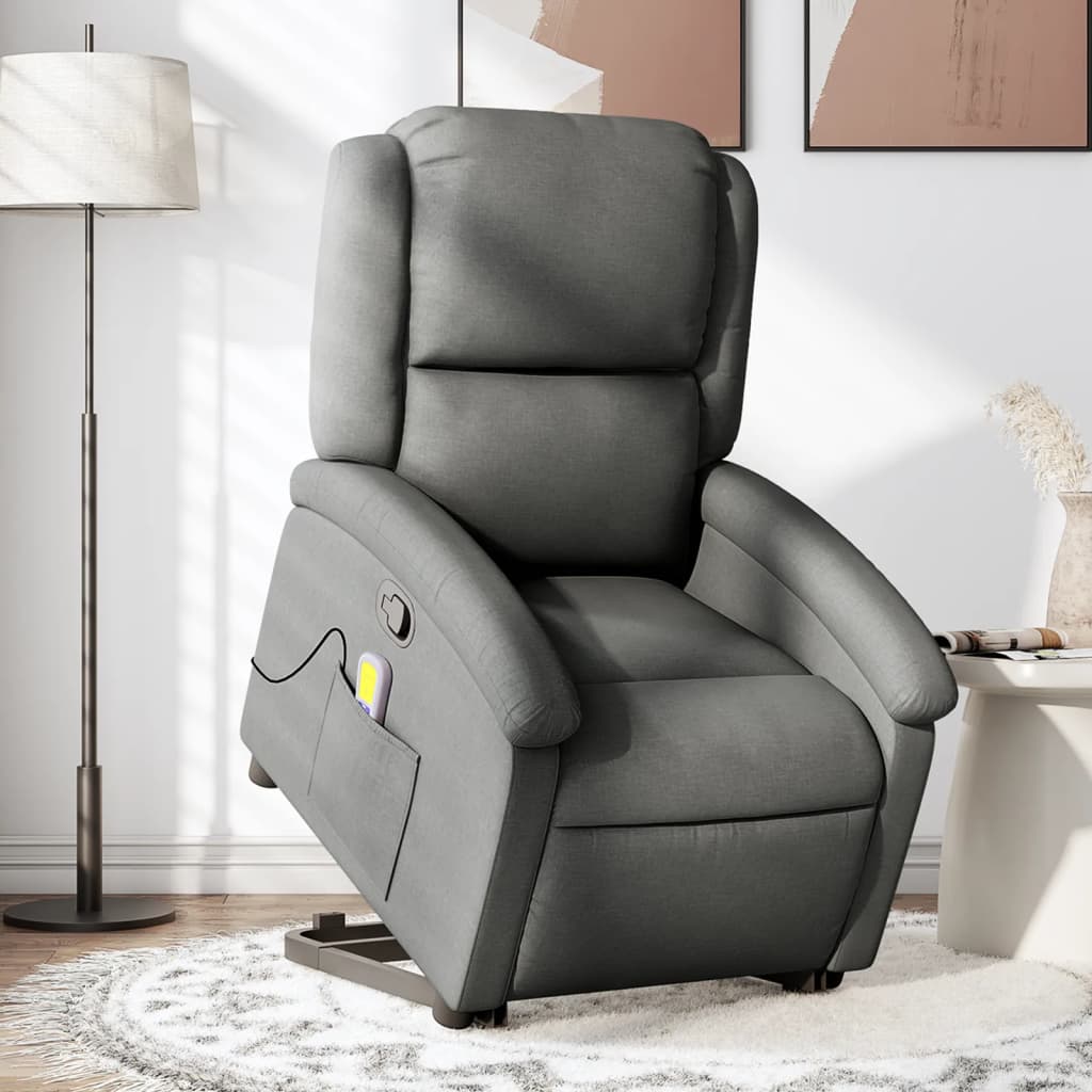 løftestol med massagefunktion stof mørkegrå