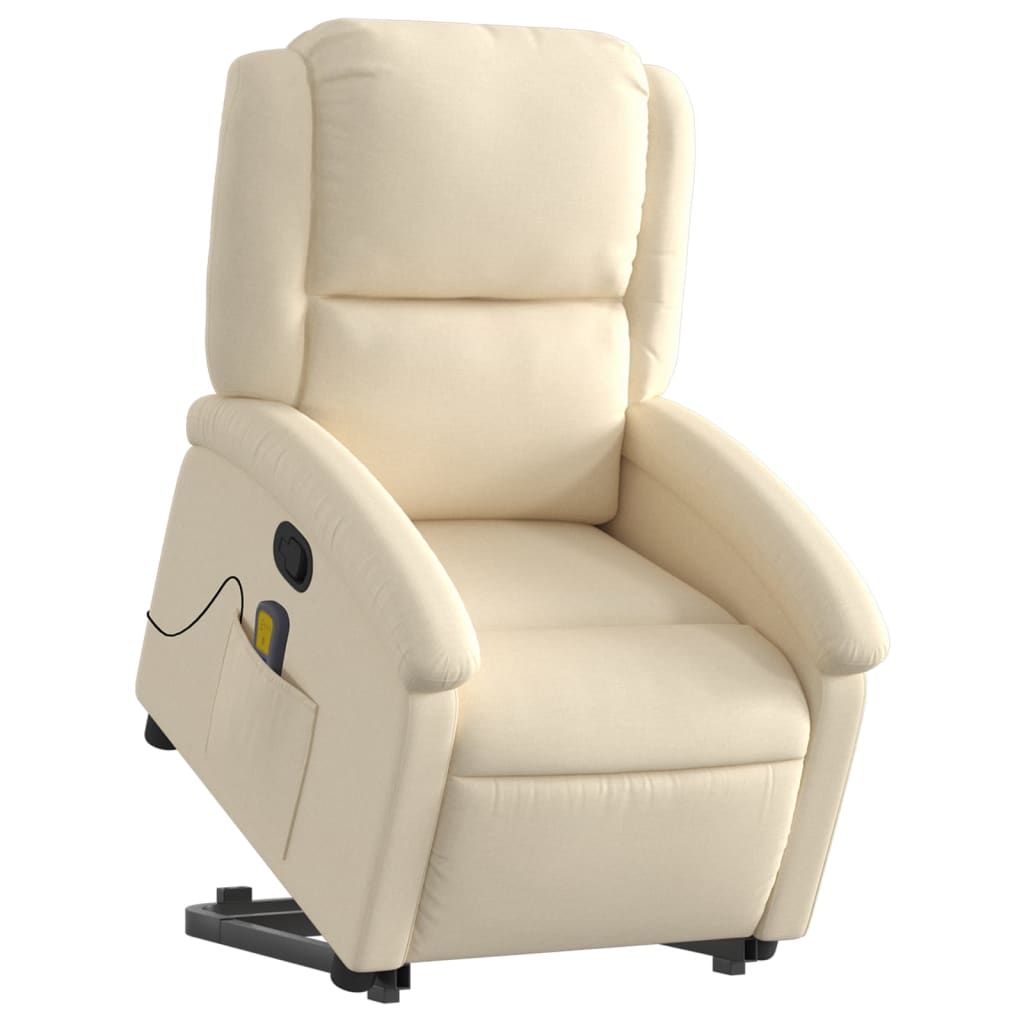 løftestol med massagefunktion stof cremefarvet