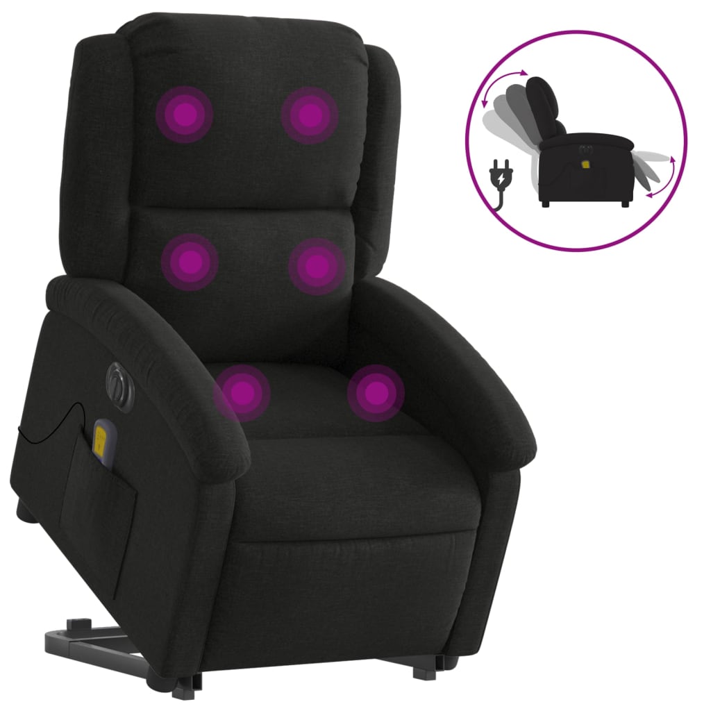 elektrisk massagestol med løftefunktion stof sort