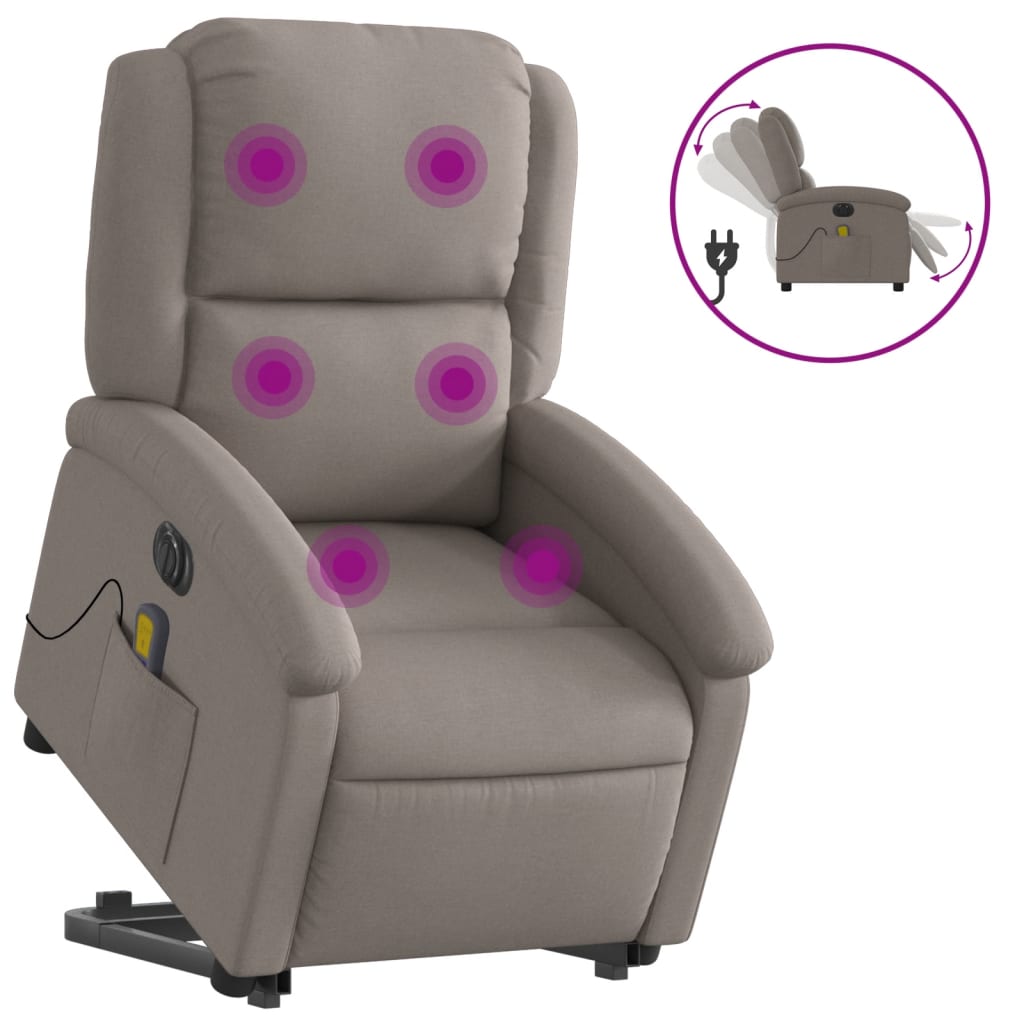 elektrisk massagestol med løftefunktion stof gråbrun