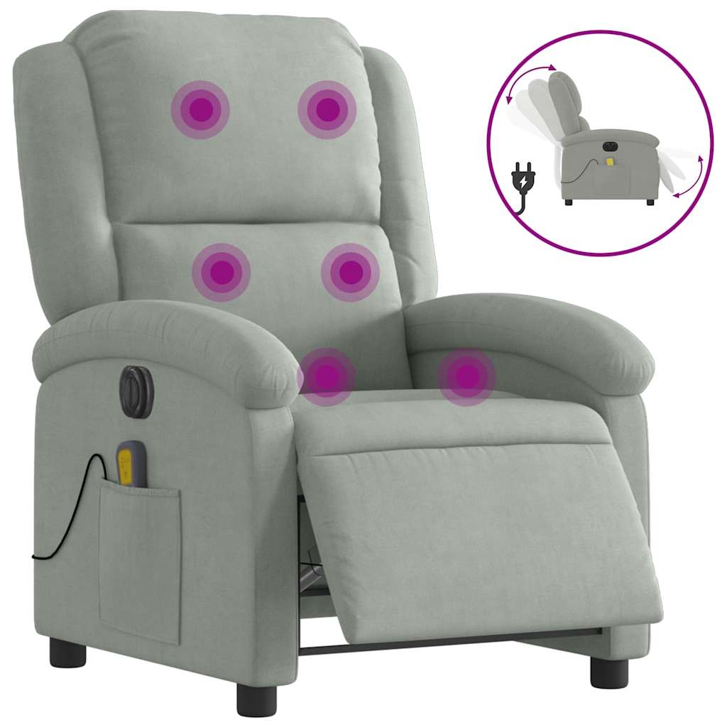 massagestol velour lysegrå