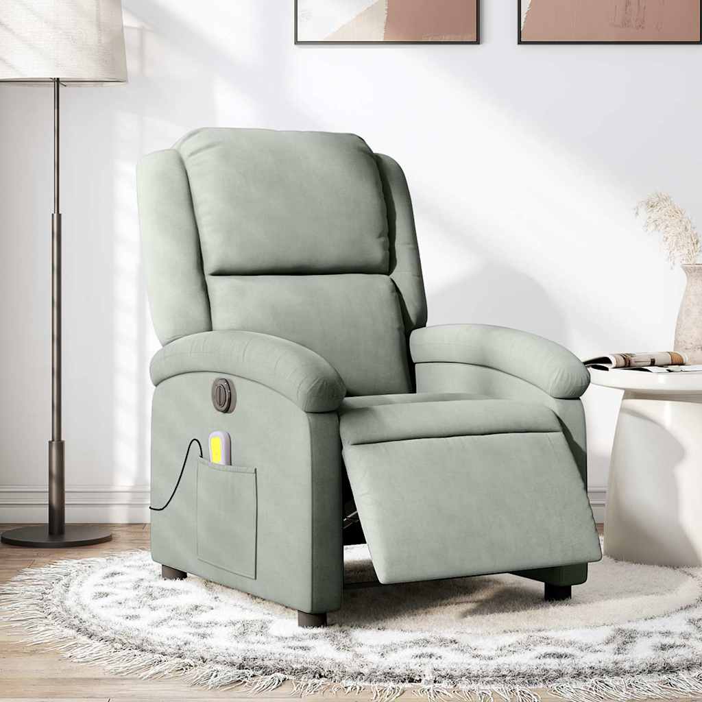 massagestol velour lysegrå
