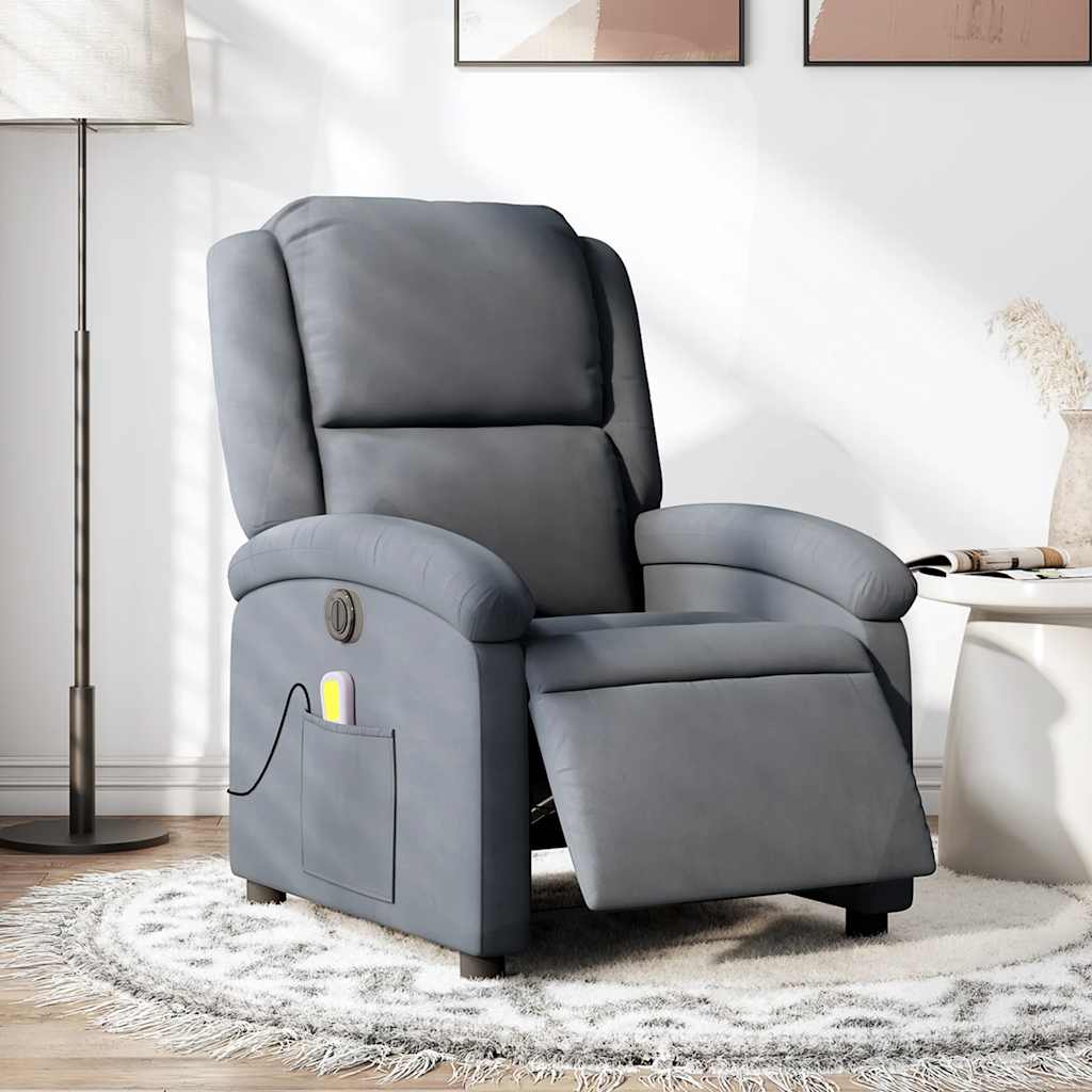 massagestol velour mørkegrå