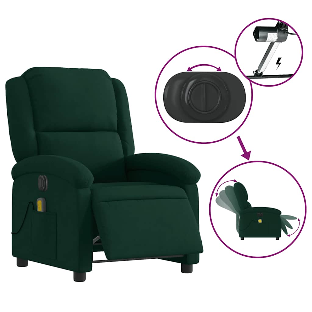 massagestol velour mørkegrøn